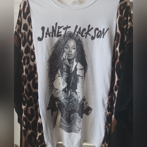 Upcycled Janet Jackson Graphic T-Shirt /Poncho - Picture 2 of 4